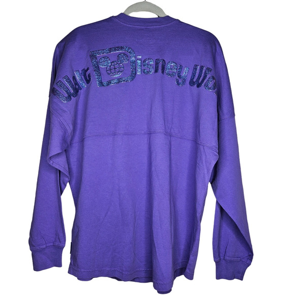 NEW no tags Walt Disney World XS Purple Spirit Jersey Glitter Spellout Cotton - Picture 1 of 4